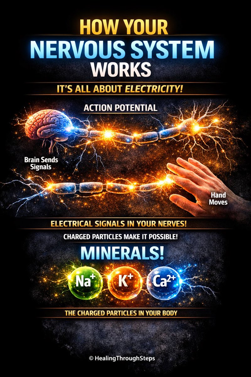 StepIntoHealing's tweet image. Your Thoughts Are Electricity And Minerals Are the Wires

Your thoughts are electricity. Your healing is physics.
Minerals aren’t optional they’re the current that keeps your nervous system alive.

#NervousSystem #MineralBalance #GutBrainConnection