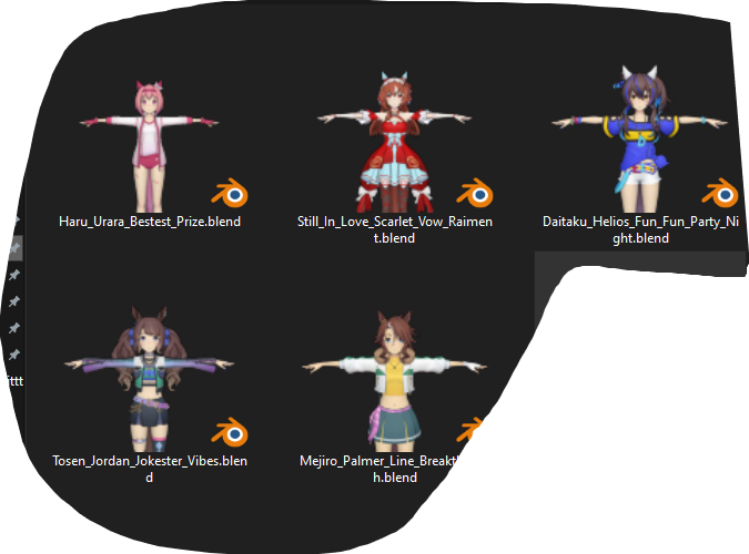 CoolchouZhao's tweet photo. Uma ports suggested by my patreons

Haru_Urara_Bestest_Prize
Still_In_Love_Scarlet_Vow_Raiment
Daitaku_Helios_Fun_Fun_Party_Night
Tosen_Jordan_Jokester_Vibes
Mejiro_Palmer_Line_Breakthrough
(also ported like a scene and prop or two)

https://t.co/OSybWaTSh5 https://t.co/knBbPUB04P