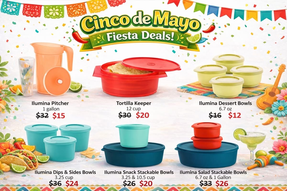 MB_TupParties's tweet photo. 🌮 Cinco de Mayo deals are HERE! 🎉
Pitchers, bowls &amp; more starting at just $12 🙌
Perfect for chips, dips &amp; drinks!
🛍️ https://t.co/PHnI1ESWmV
#CincoDeMayo #FiestaDeals #Tupperware #KitchenFinds https://t.co/5oteZD2Jf3