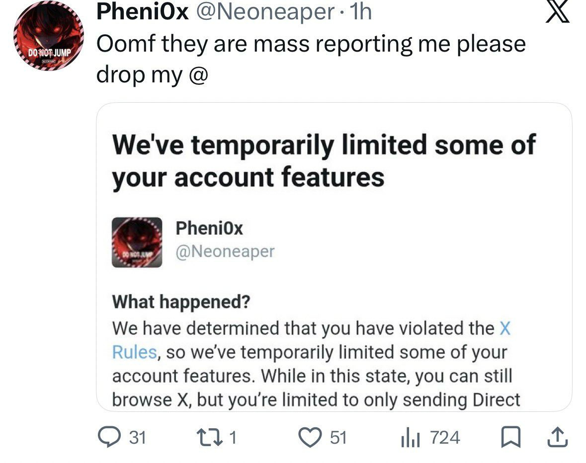 Keep reporting under th ,vs
x.com/Neoneaper
x.com/YappingChi
x.com/bratzone_
x.com/jencoholic
x.com/kuromix913
x.com/tododiaarmy