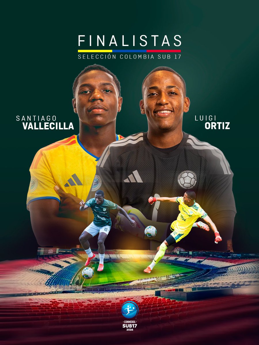 ¡Orgullo Verdiblanco! 💚🇨🇴
Nuestros canteranos Santiago Vallecilla y Luigi Ortiz disputarán la final del CONMEBOL Sudamericano Sub-17 2026, este domingo, frente a Argentina 🙌✨
¡Vamos por el título! 🏆⚽