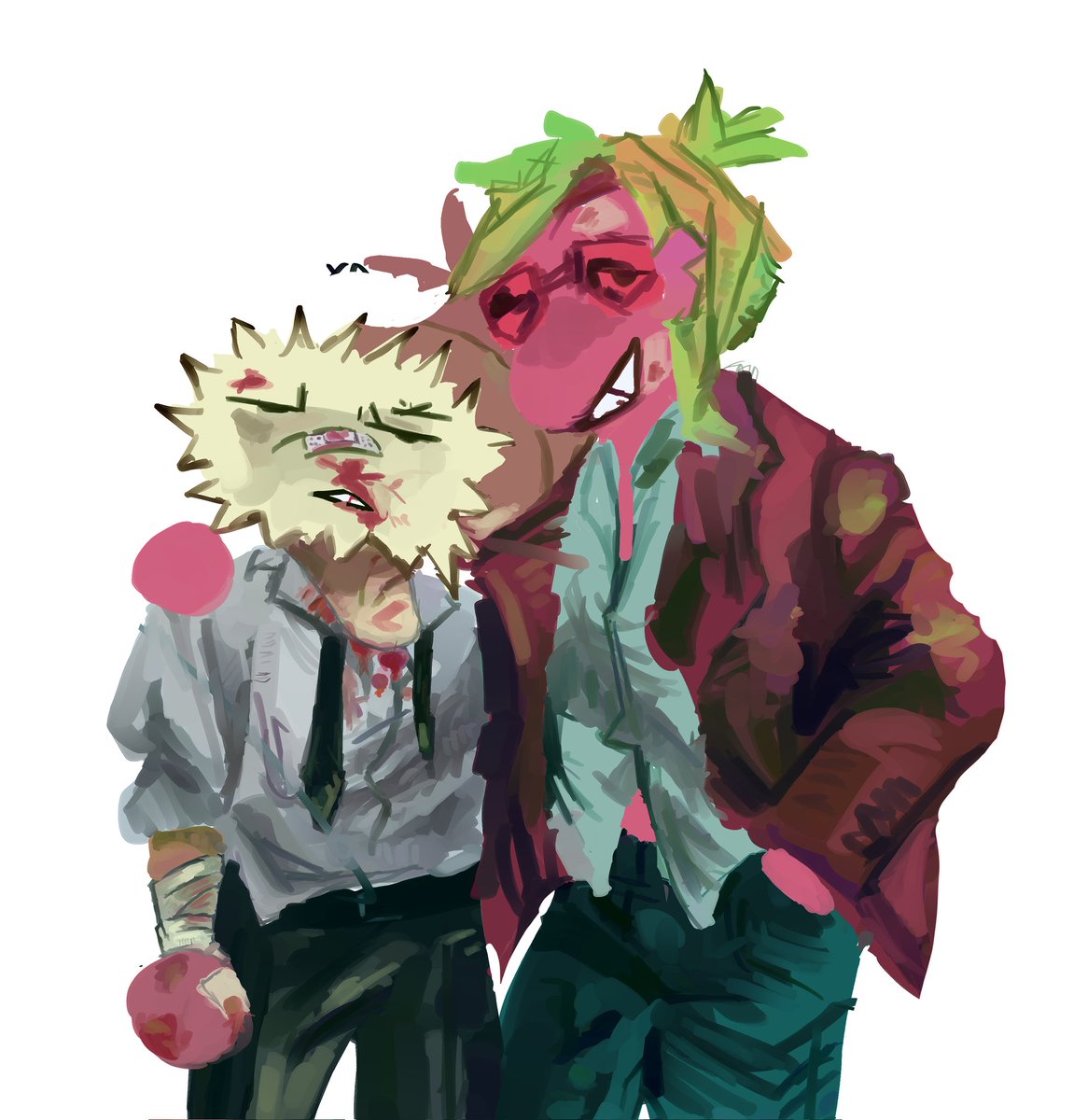background_artm's tweet photo. My two toxic yaoi combined  ❤️‍🩹
#dandysworld #fruitpunch #shrimpo #sprout #fightclub https://t.co/ay3qe6AbRw