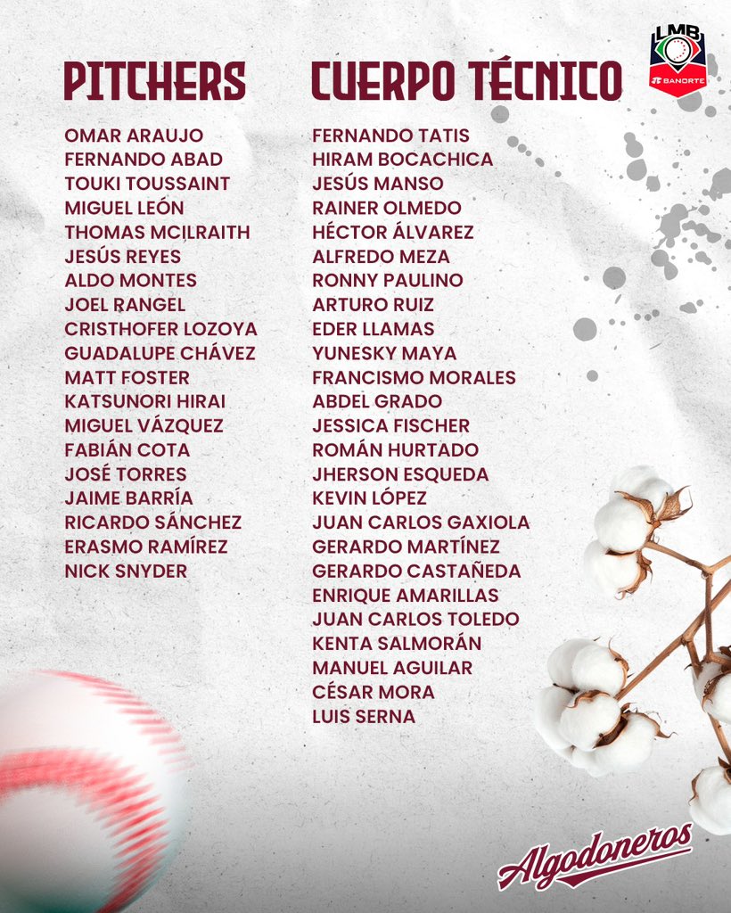 Les presentamos el roster para la Temporada 2026🙌

Listos para dejarlo todo en el diamante y representar a toda La Laguna🔥

#LaLagunaEsUnión