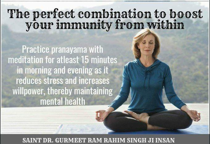 JiyaArora_777's tweet image. According to the current time demand is to keep or physical and mental health strong. Saint Gurmeet Ram Rahim Ji provided many #HealthTips and mental health, one of them is to meditate daily.