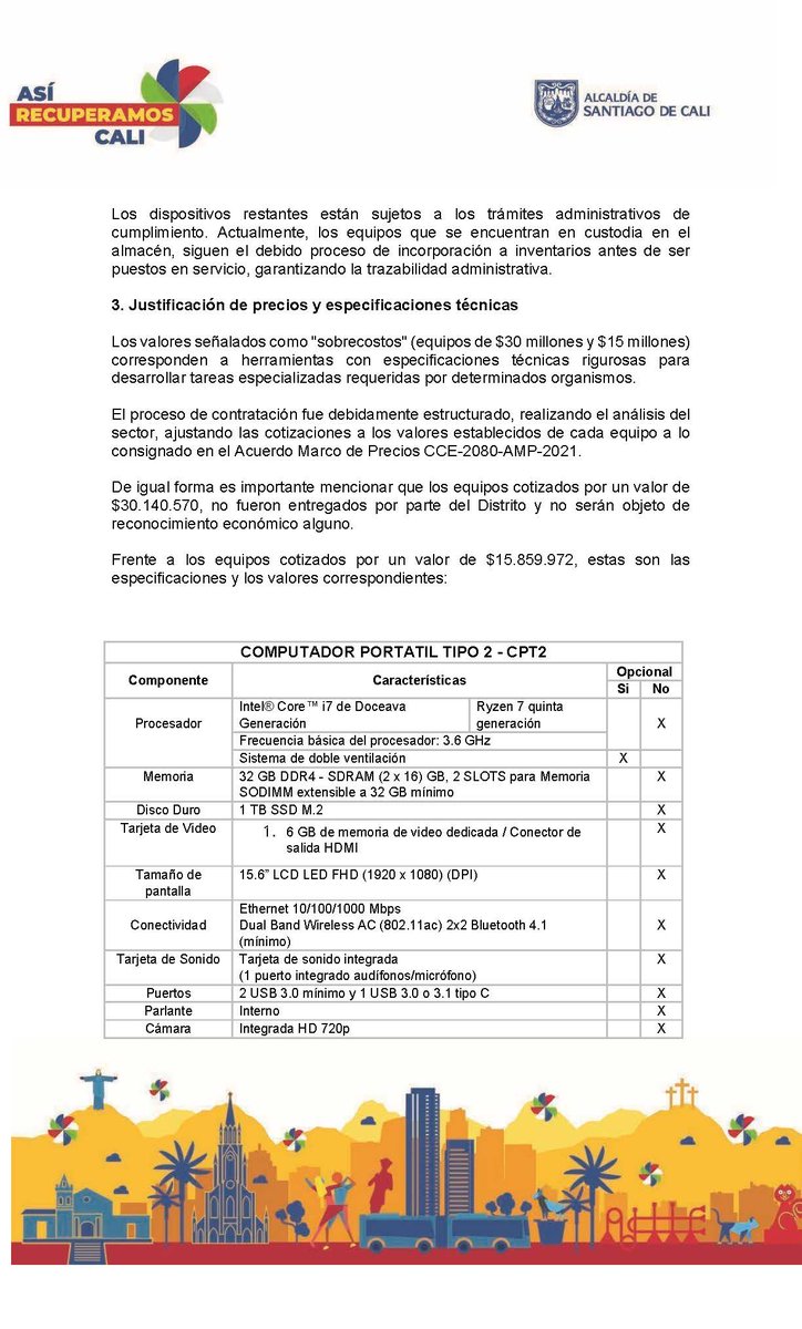 CaliContrata's tweet photo. @MariaCconcejala @alejoeder Cordial saludo. Desde el DACP, nos permitimos aclarar la situación del contrato 4135.010.26.1.241-2025, cuyo objeto es la adquisición de equipos tecnológicos y periféricos para el desarrollo eficiente de las actividades diarias de los organismos de la Alcaldía de Santiago de Cali https://t.co/wrZJp60J1X