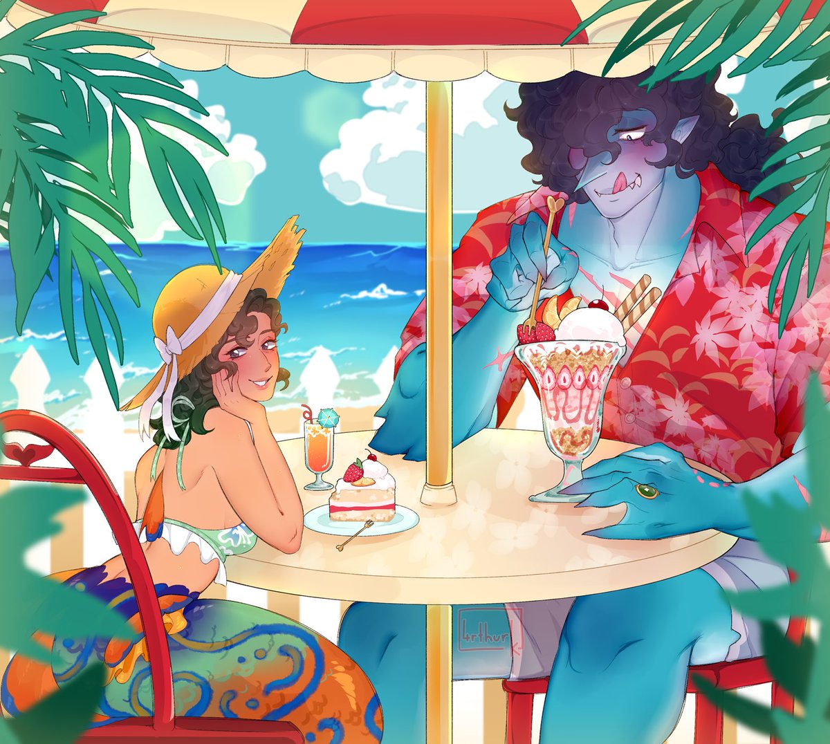 It feels like summer! 🍓🌤️🌊

Comm for <a href="/TinNarwhal/">Minty 🐠</a>  🥹💞 thank you!!