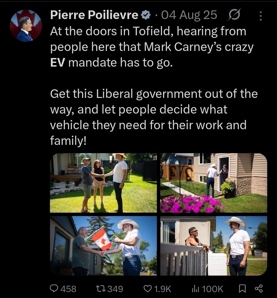 ForMYCanada's tweet image. The consumers have spoken @PierrePoilievre. #EVmandate #GasCrisis #Cdnpoli
