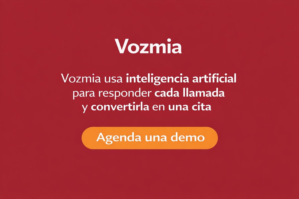 VOZMIAMexico's tweet photo. Cada llamada que no contestas es un cliente que se va.
No es falta de leads. Es falta de respuesta.
Vozmia usa inteligencia artificial para responder cada llamada y convertirla en una cita
mas información 5515004444 (WhatsApp  o Llamadas) https://t.co/dPAcnFK4qy