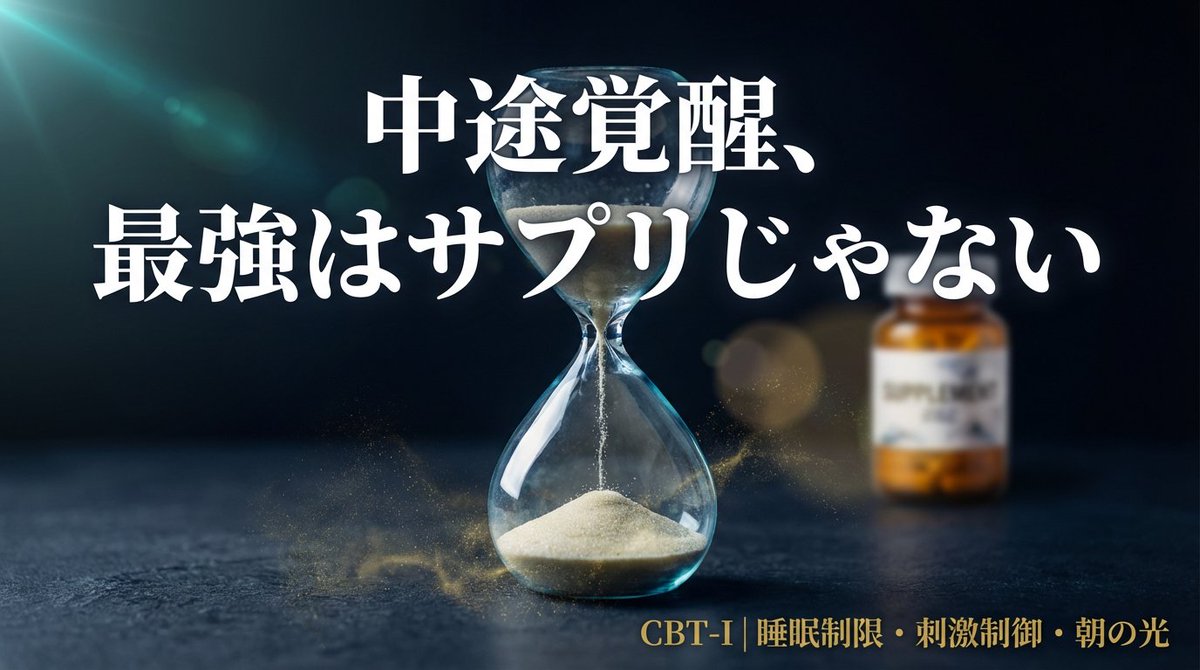 drmosari's tweet photo. 中途覚醒の最強エビデンスは、サプリじゃない。
欧米の睡眠学会が不眠治療の第一選択にしてるのは、CBT-I（認知行動療法）。
・睡眠制限療法（メタ解析で中途覚醒-26分）
・刺激制御療法（ベッド＝眠る場所を再学習）
・朝の光（中途覚醒に特異的に効く）
サプリはそのあと。 https://t.co/xjfh3pB1U1