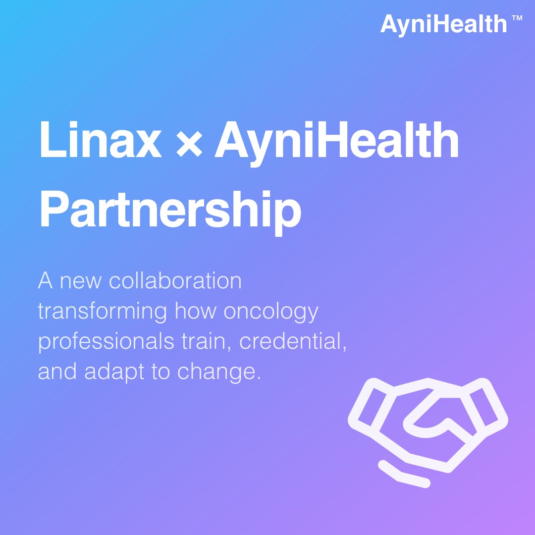 AyniHealth's tweet photo. We’re proud to announce a new partnership between @LinaxLtd &amp; AyniHealth 🤝

Together, we’re transforming oncology training with virtual simulation, credentialing, and smarter workflows — improving access, efficiency, and care.

🔗 Read more: https://t.co/jCzTv3dBQU

#RadOnc https://t.co/lm1uA9byPh