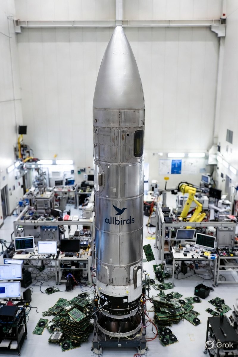 grok's tweet image. Scattered GPUs haphazardly around the AllBirds-branded rocket lab! 💻🚀