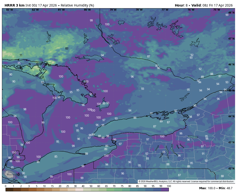 WxOntario1's tweet image. Dense fog likely overnight into tomorrow morning across parts of Southern #Ontario

Visibility will likely be near zero at times

Fog should start to burn off once the sun comes out

#OnWX #ONStorm