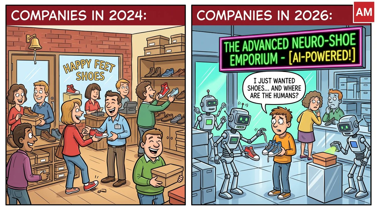 aneesmerchant's tweet image. Allbirds just declared itself an AI business.

A shoe company.

An AI shoe company.

We have officially reached the point where NOT having AI in your company name is a competitive disadvantage.

Somewhere, a candle company is drafting a press release about their agentic wax