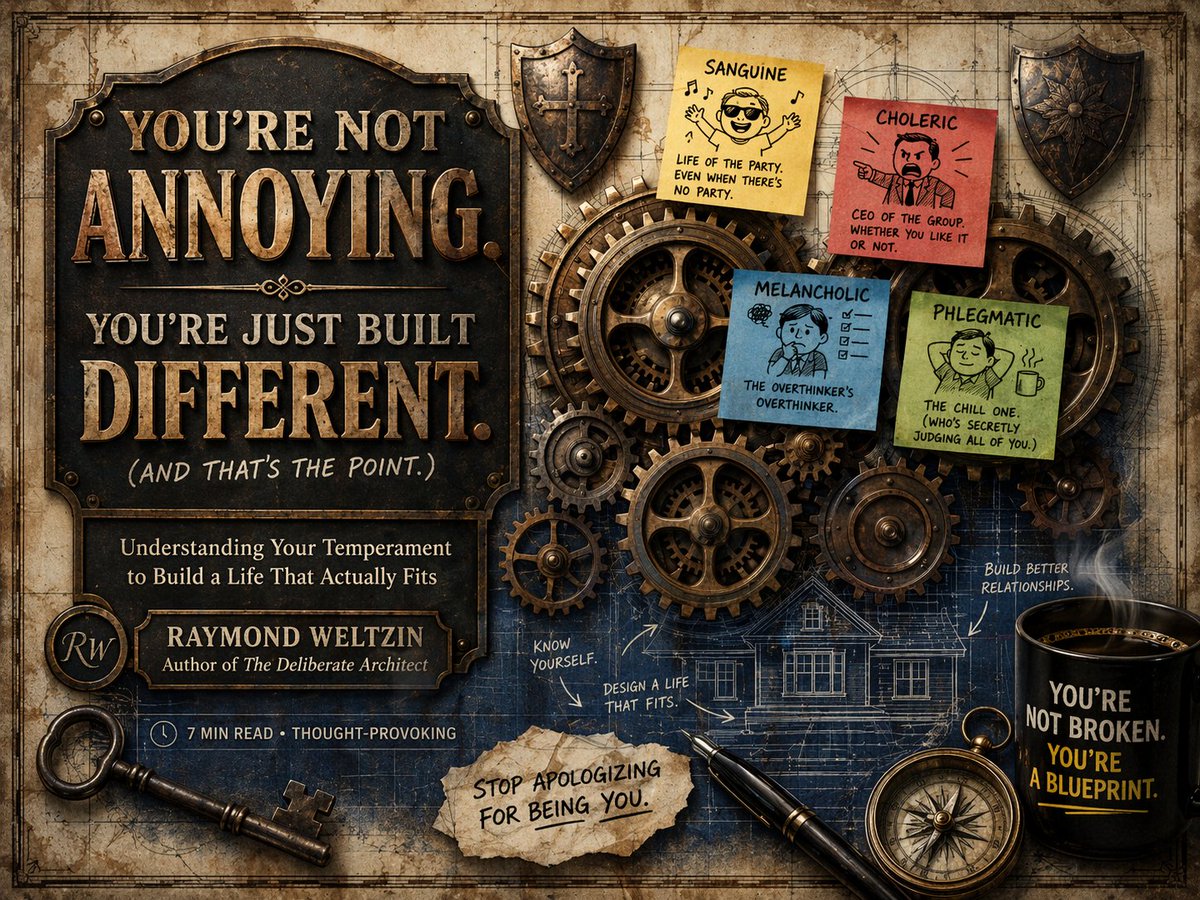 RWeltzin54646's tweet image. You’re not annoying.
You’re just built different.
(And that’s exactly the point.)
#BuiltDifferent #KnowYourTemperament #NotBrokenJustDifferent #PersonalityTypes #FourTemperaments #SelfAcceptance #StopApologizing #DeliberateArchitect #RaymondWeltzin #InnerDesign #YouTheBlueprint