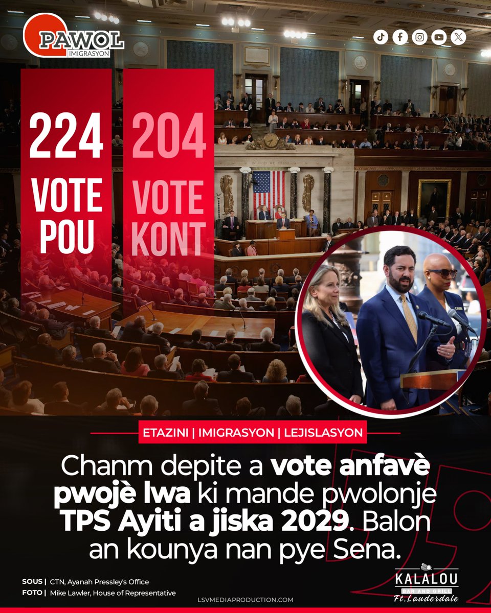 LuckNews88's tweet photo. ⭕️ENFO | Gen 10 Repibliken ki deside sipòte tèks sa a, ki ka pèmèt plis pase 350,000 migran Ayisyen🇭🇹rete viv epi travay Etazini,🇺🇸pandan yon peryòd 3 lane. « Mwen konnen nan ki nivo vwazen Ayisyen yo enpòtan pou kominote nou an, vi sivil nou, kilti nou, mendèv ak ekonomi nou », se sa Depite Massachusetts Ayanna Pressley deklare. Sepandan, pou anpil defansè dwa imigran, se yon premye viktwa, yon viktwa ki bay lespwa. Sepandan, yo rekonèt batay la ap pi difisil nan Sena a | CTN, Biwo @AyannaPressley