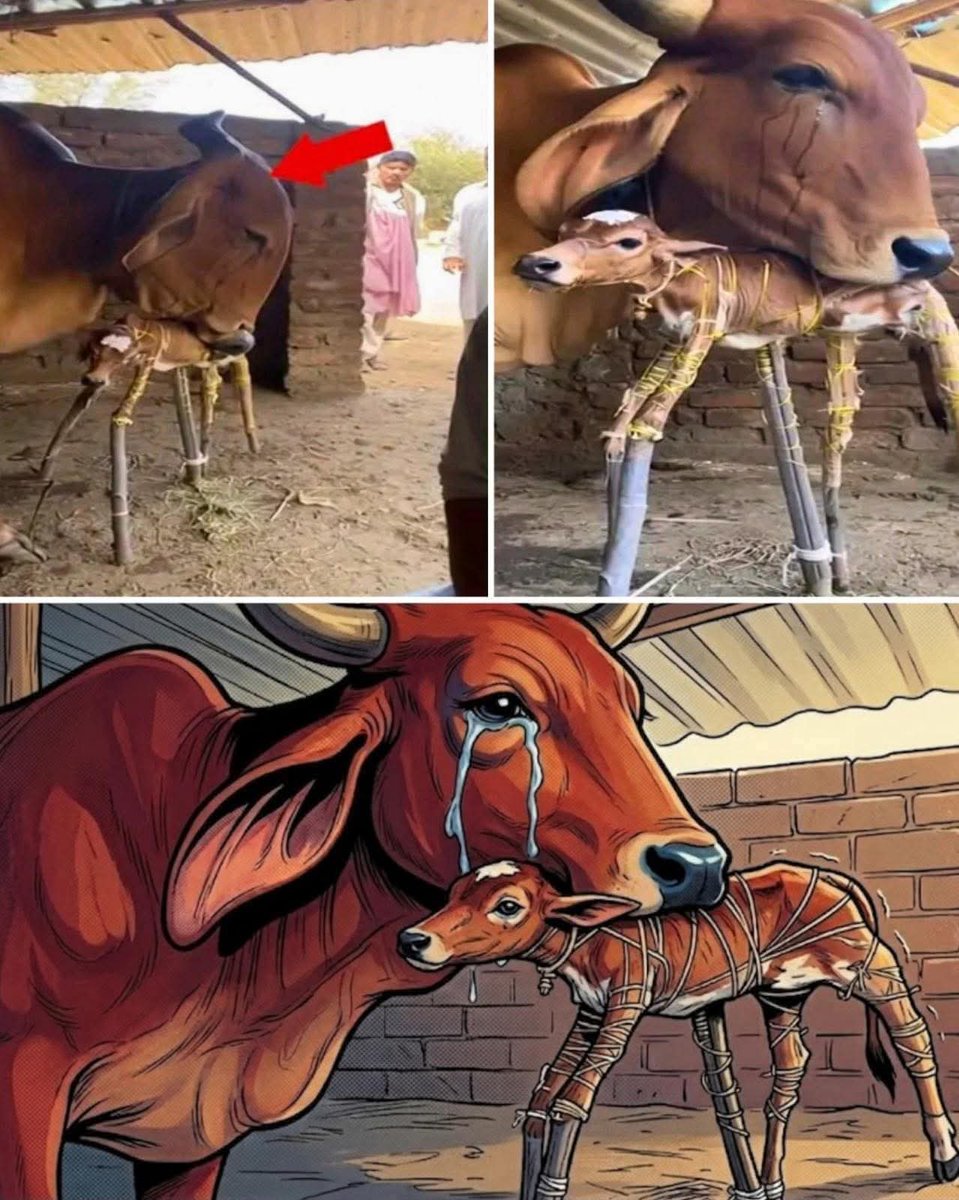 Un hombre presenció una escena muy triste en el campo: una vaca madre había dejado de comer y beber, y poco a poco se apartaba de su ternero, el cual tenía una discapacidad que le impedía ponerse de pie. El pequeño, débil y vulnerable, parecía condenado a morir en poco tiempo.