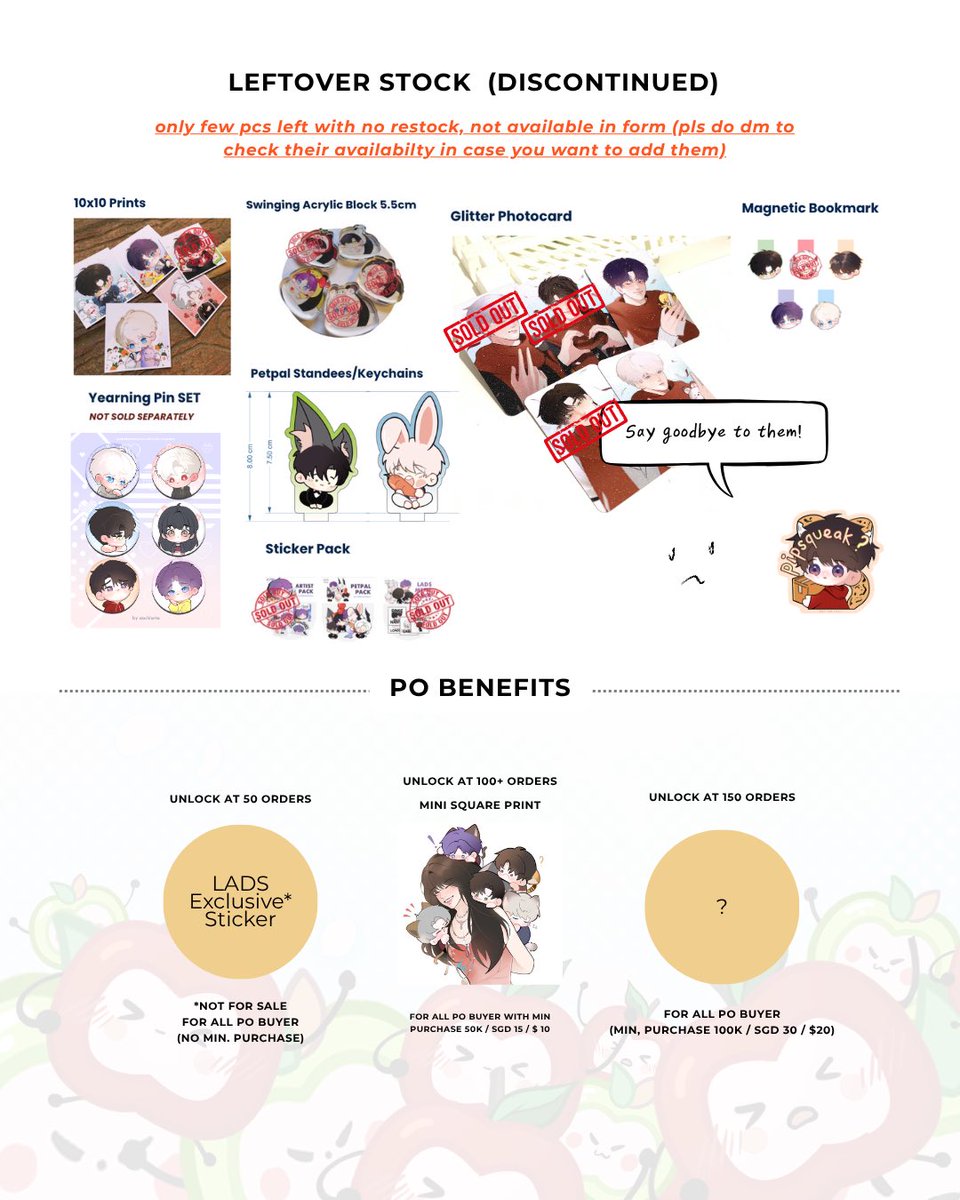 aochiorta's tweet image. For leftover items, they’re only 1–2 pcs each left with no restock) so I didn’t include them in the forms. If you’re interested, feel free to DM me to check availability first!  Available while stock lasts ;=; 

Happy shopping!
#loveanddeepspace #clearance