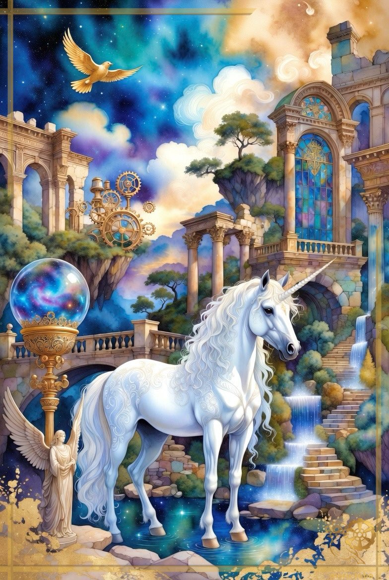 morurobo's tweet image. いつもありがとうございます💐✨
素敵な１日を😌☕️✨ #unicorn #ユニコーン

カフェとかにこんな絵があったら素敵じゃない？🥳