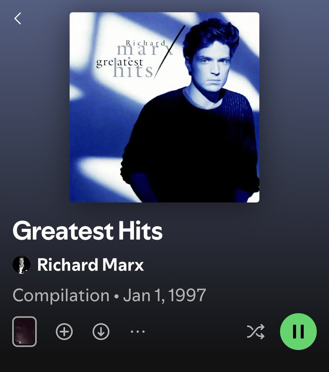 I wonder how much of a bump <a href="/richardmarx/">Richard Marx</a> is seeing over the last day or two and if he knows it has anything to do with <a href="/baroncoleman/">Baron Coleman</a>. Good nostalgic (not to mention high IQ) tunes on my drive home tonight.