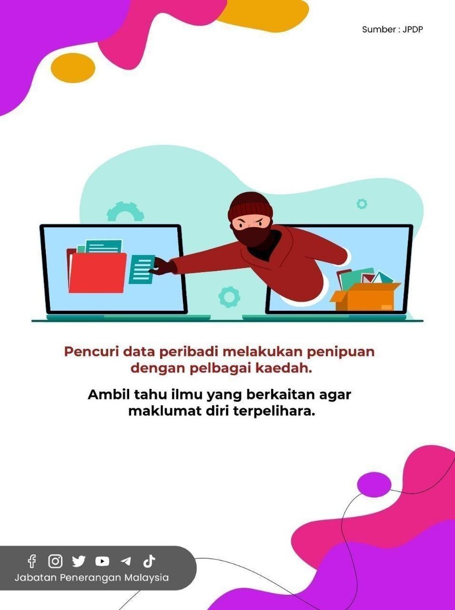JPenerangan's tweet photo. 🚨 Awas Penipuan Data Peribadi! 💻🛡

Jangan kongsi info peribadi sesuka hati &amp; sentiasa semak kesahihan sebelum klik atau beri maklumat. 🔍

#RancakkanMADANI
#MADANIBekerja
#TaatSetia
#JabatanPenerangan https://t.co/LuwBrGPSdT