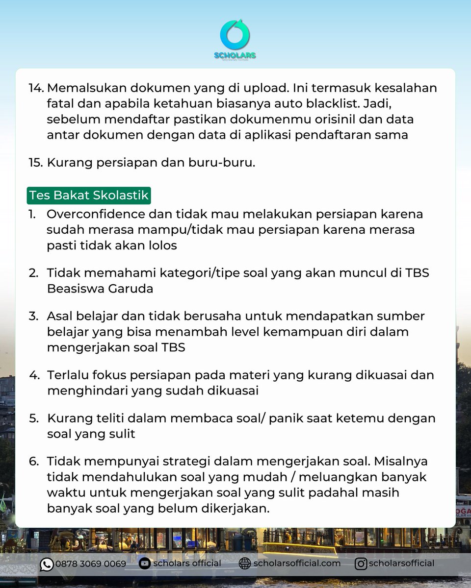 scholars_ig's tweet image. Beasiswa S1, S2, S3 dari pemerintah Indonesia bakal dibuka Mei &amp;amp; Juli 🔥
 Sayangnya, banyak yang gugur bukan karena tidak layak tapi karena kesalahan kecil di tiap tahap seleksi Beasiswa Garuda &amp;amp; Beasiswa Unggulan.
#beasiswa #beasiswas1 #beasiswas2 #beasiswas3 #beasiswapemerint
