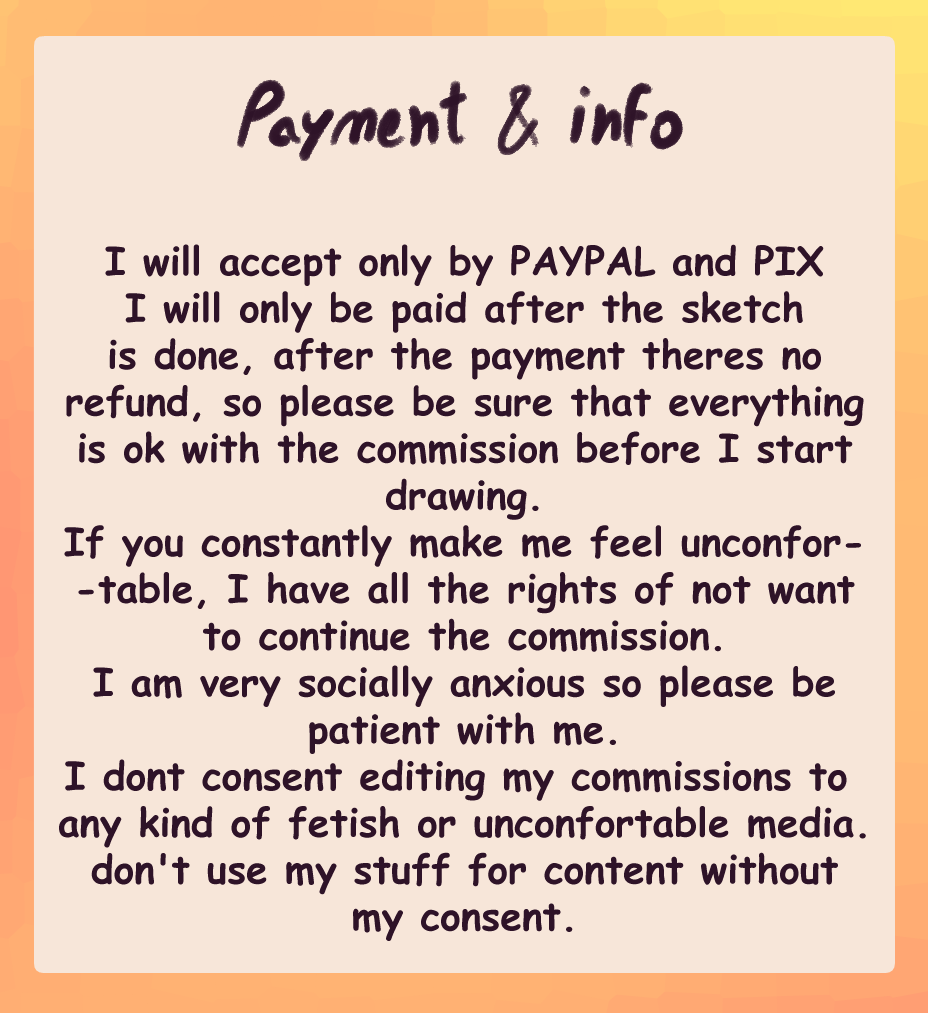 Opening c0mms again!!
I'll be having 5 slots each time i open it!
more info dm me