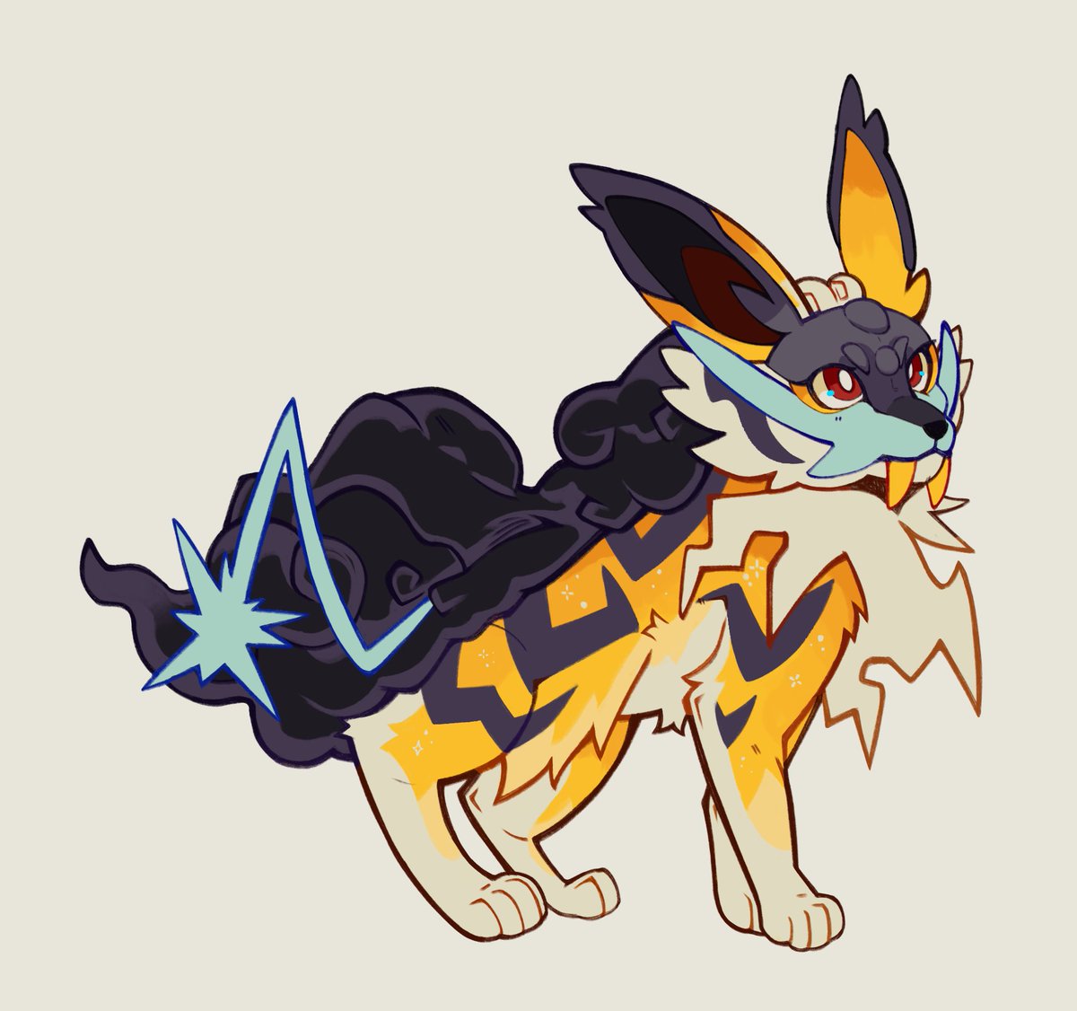 thunder puppy ⚡️ !!!

a raikou x jolteon fusion. already with a trainer!