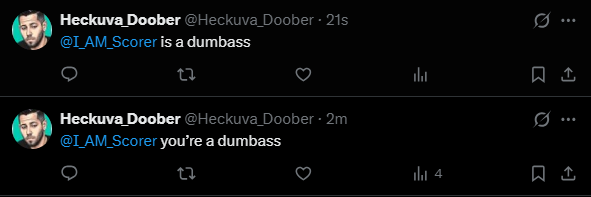 I_AM_Scorer's tweet photo. @Heckuva_Doober Says the dumbass that didn't even know he posted it twice. https://t.co/57vqSPmFNO