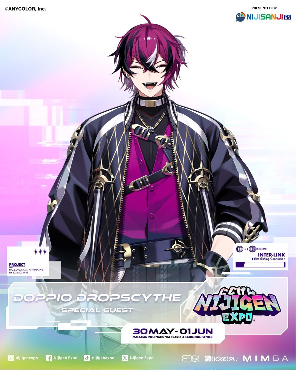 D_Dropscythe's tweet image. What’s up, Malaysia?! It’s Doppio Dropscythe Droppin’ by! Catch me, my friends and a really fun, Gempak-Gila, time at:

✨ [Nijigen Expo 2026] ✨
📅30 May to 1 June 2026
📍MITEC, Kuala Lumpur, Malaysia

🐣I'm so excited to see you Scythekicks in Malaysia!! 

#NijigenExpo #PR