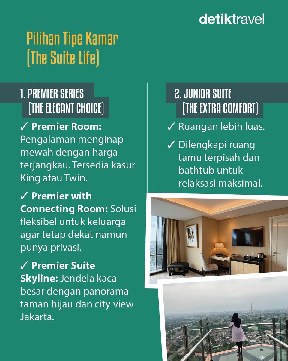 detikTravel's tweet photo. Staycation rasa sultan!
Mulai dari Premier Room sampai Presidential Suite, semua dirancang dengan vibe luxury yang colorful dan super calming. Cocok buat kabur sejenak dari hectic-nya Jakarta.
Siap upgrade staycation kamu?
#detiktravel #Staycation #Nginap #TransHotelJakarta https://t.co/uwSeWlX32G