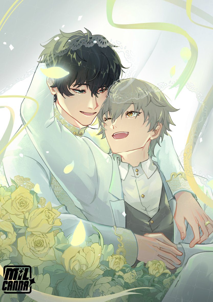 dancae white wedding as one of the illusts for my small prints &amp; booklet set for #comifuro22 
booklet prev soon 🤞

#dancae #丹穹