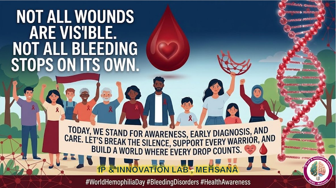 IPLABMEHSANA's tweet image. What if care had no barriers? 🩸
This World #Hemophilia_Day, let’s rethink access, redesign #support, and reimagine a world where every drop of life flows freely.

When science meets empathy, lives don’t just survive—they thrive

#Innovation + #empathy = a future without limits.