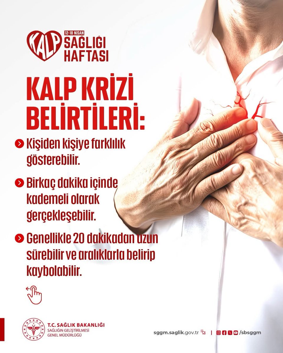 Kalp krizi aniden gelişebilir, ancak belirtilerini bilmek ve doğru müdahaleyi yapmak hayat kurtarır.

#SağlıklıTürkiyeYüzyılı
#SağlığıGeliştirenTürkiye
#KalpSağlığıHaftası
#kozlukdevlethastanesi