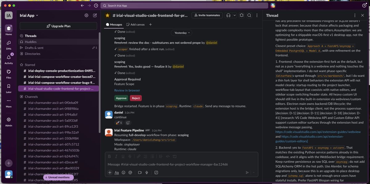 DanielDZhang's tweet photo. super excited for this! slack's my favorite way to interact with agent workflows, especially from mobile. can't wait to build with the new block kit components 👏👏

aforementioned walls of text https://t.co/in1U2kGhPU