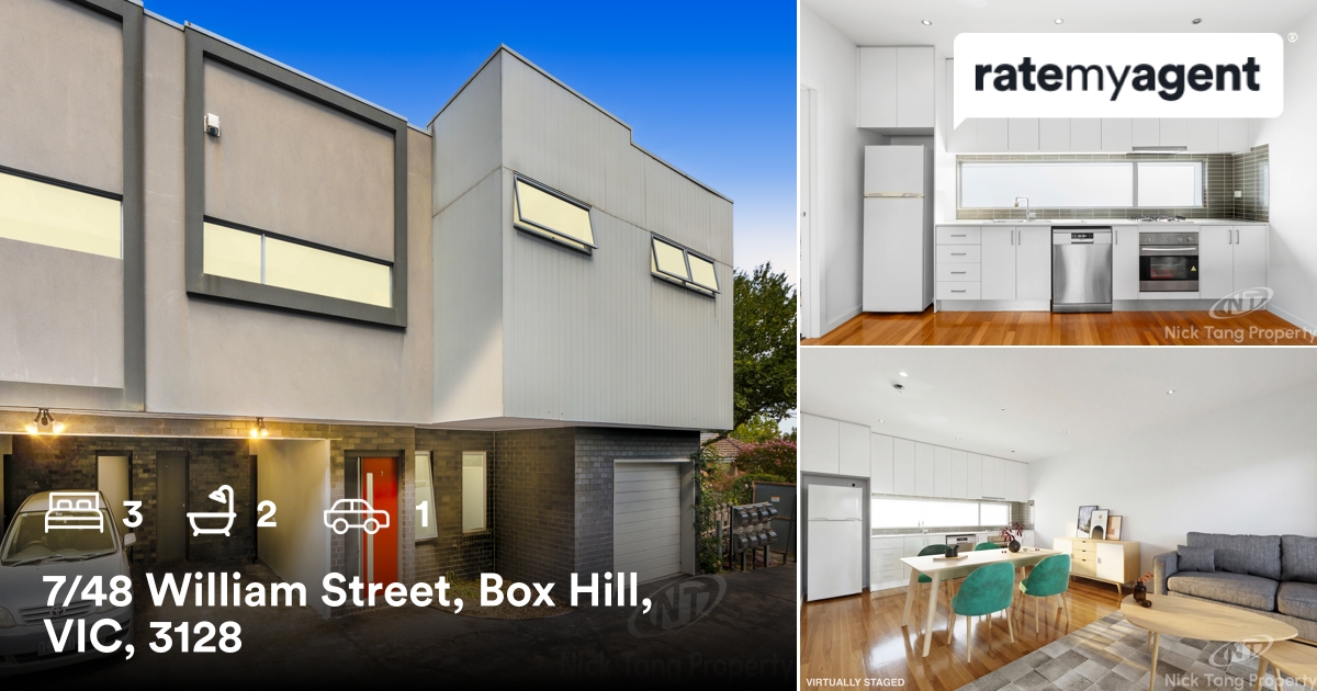 🛌 3 🛀 2 🚘 1
📍 7/48 William Street, Box Hill, VIC, 3128

My latest listing on #RateMyAgent.

rma.reviews/zj2usxjga0ct

...
#ratemyagent #realestate #Nick_Tang_Property_Pty_Ltd