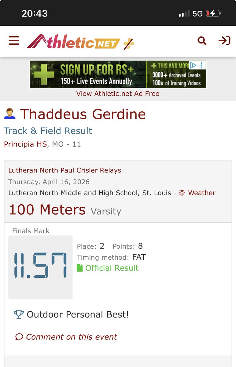 ThaddG4Track's tweet photo. Third week in a row with hitting a new PR in the 100m dash‼️🙏🏼 #hardwork #agtg🙏🏼 https://t.co/DMiWPjHeiH