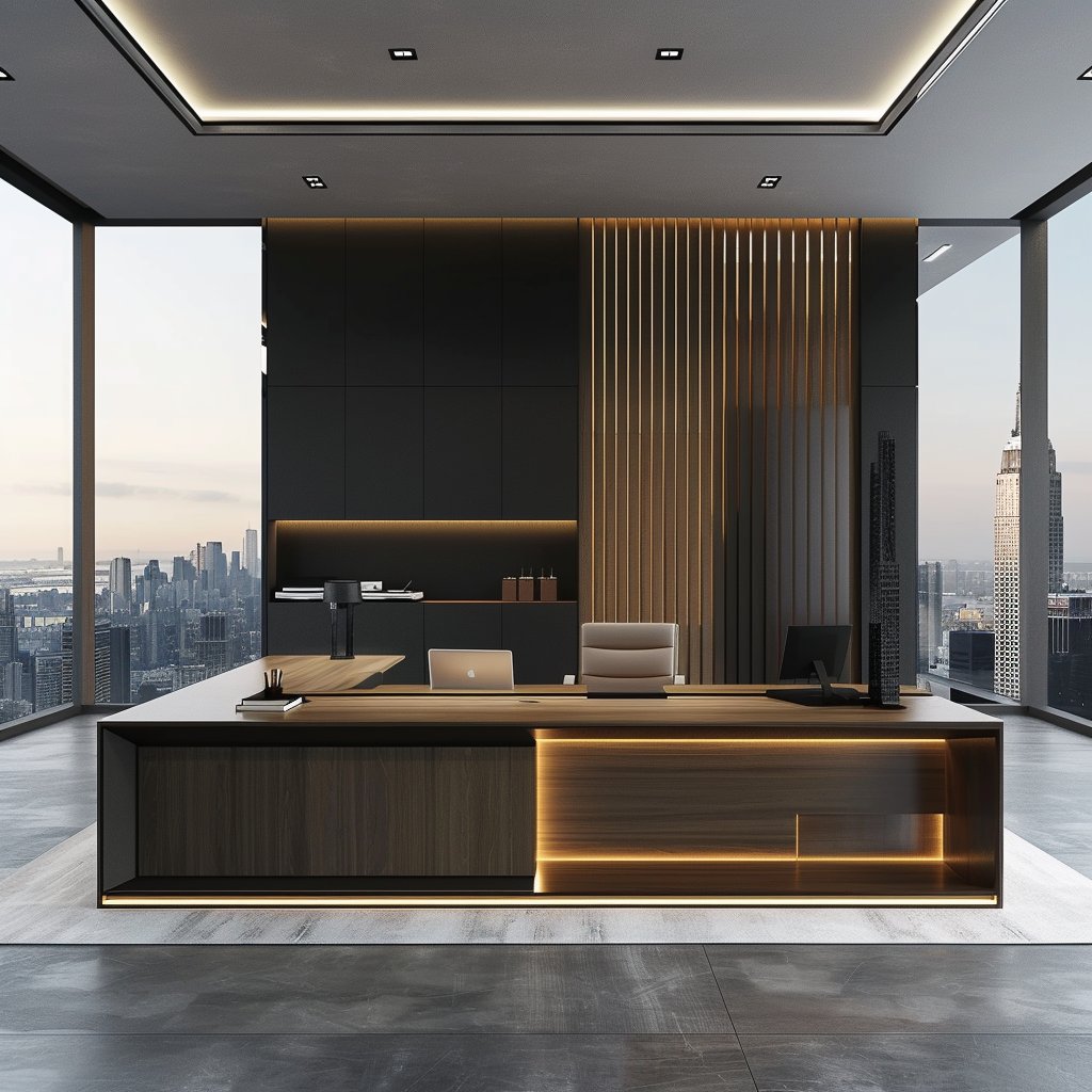 SaintcyOffice's tweet image. Architectural tension. A vast walnut worktop meets a sculptural cantilevered leg and massive charcoal storage. A bold statement of modern visionary power and structural clarity for the lead office. #leadershipoffice #ceostyle