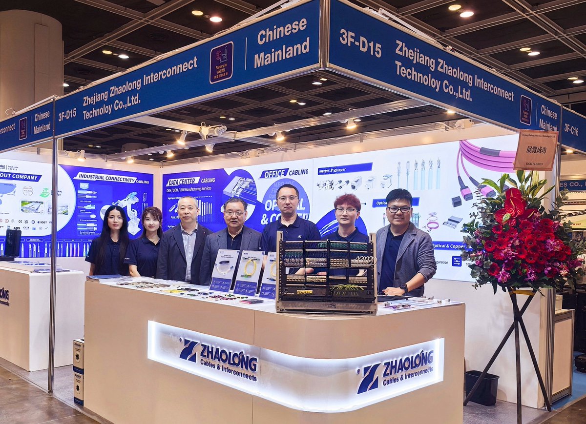 ZhaolongHL1993's tweet photo. Hope to see you in #HKElectronicsFair 2027.#ZhaolongInterconnect presents 1.6T /#800G/#400G links, #AIcabling & #industrial connectivity. : 18.2G55–G58 Let’s connect onsite.#server #servo #robotics #genericcabling #CAT6A #lancable #datacable #APLspecable #AIserver #MCIO #PCIe6 https://t.co/ihDDq0yOss