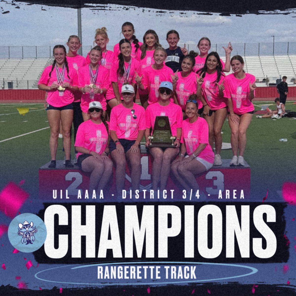 The Area track meet is in the books. We have plenty of results, records, and qualifiers to share soon, but the headline of the day...Your Rangerettes are officially the Area Champions.