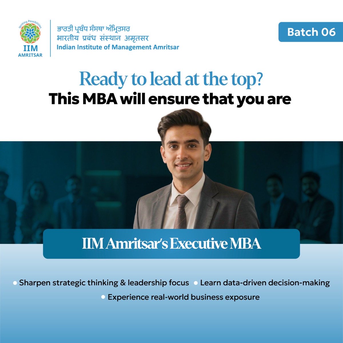 IIMAmritsar's tweet image. Work. Learn. Lead.

EMBA-06 at IIMAm built for working professionals with live online classes, real-world learning, and global exposure 🌍

Apply now:
timespro.com/executive-educ…

#IIMAm #EMBA