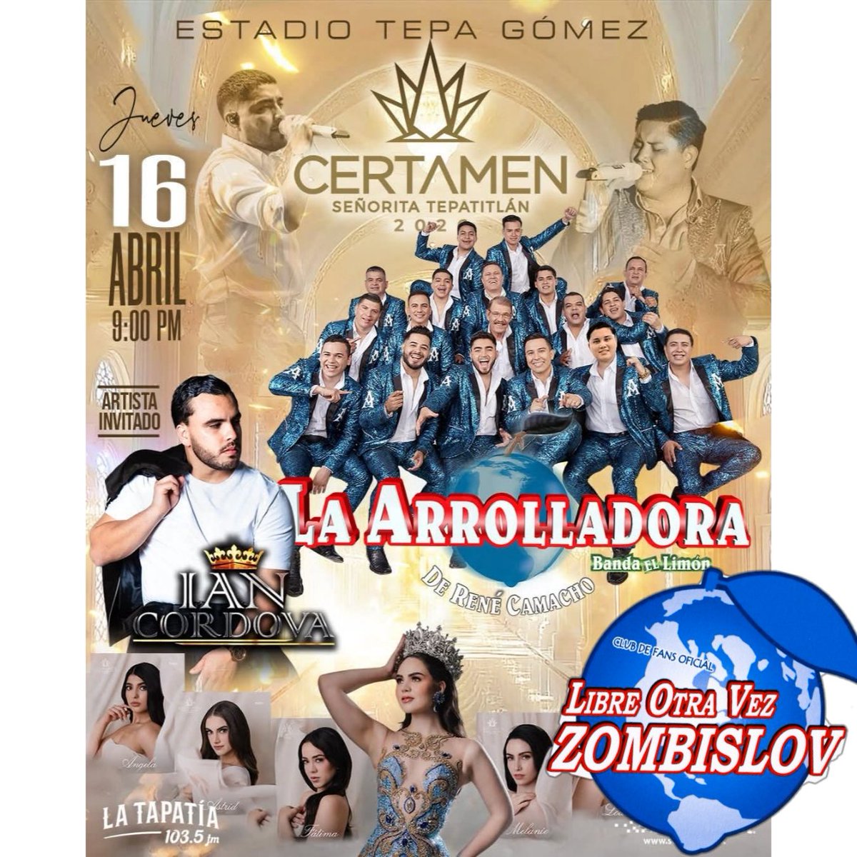 StphnAbl's tweet photo. JUEVES 1️⃣6️⃣ DE ABRIL 🌞
La  ARROLLADORA
Banda El Limón de Don René Camacho 🕺🏻💚🍋 se presenta en:

TEPATITLAN, JALISCO 🇲🇽

DISFRUTA DE EL TOUR: 
¿DONDE ESTABAS TÚ? 🤷🏻‍♀️ 🍋‍🟩💚

¡VIVE UNA ARROLLATERAPIA! 💃🏻🕺🏻🎶!

#Arrolladora 🤤
#ZombisLOV 🍋
#SeguimosDandoLata ✋🏻
#Era2026 ❤‍🔥 https://t.co/31Ef7H3SHg