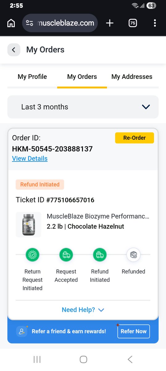 5cashback's tweet image. @MuscleBlaze @jagograhakjago @consaff Bahut kharab anubhav @MuscleBlaze ke sath Order ID: HKM-50545-203888137 ka product 5 April ko return ho gaya par 12 din baad bhi ₹2802 refund nahi aaya.Customer support sirf baatein ghumata hai. #ConsumerComplaint #MuscleBlaze #RefundIssue"