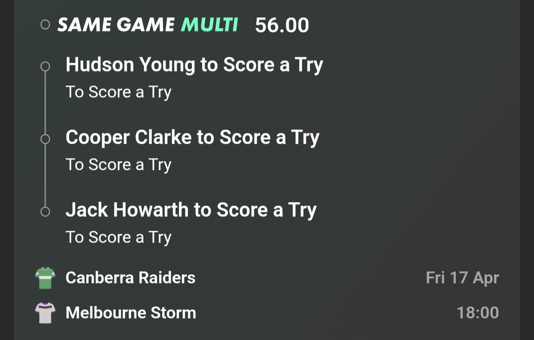Raiders v Storm to kick-off round 7. Because last night absolutely did not happen. I like the Raiders here, especially if they move the ball around like they did last week. Hudson, Simi, and Howarth are my main FTS picks and also feature heavily in my multis. More below. 👇