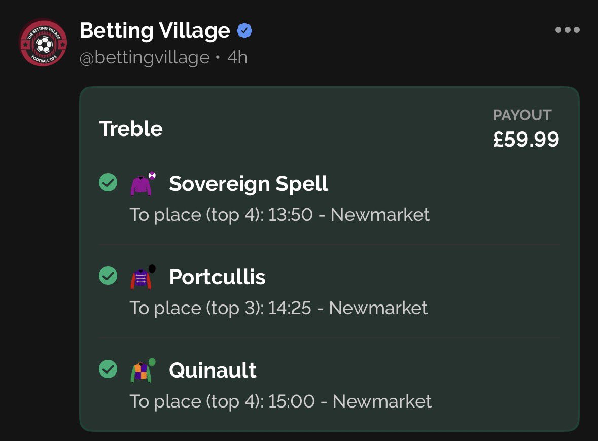 bettingvillage's tweet photo. Lovely winner yesterday 🐎

Tonight's football bet is live!

Horse acca's live soon!

Just go to the link below then on SBK search "bettingvillage" and follow our page to see the bets!

18+ gambleaware https://t.co/22qiCigHni