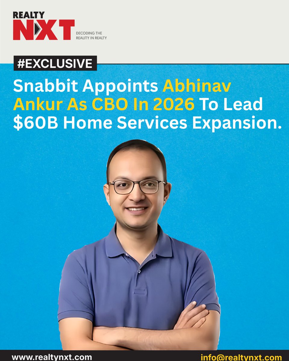RealtyNXT's tweet image. #News | @just_snabbit appoints Abhinav Ankur as CBO to scale its 10-minute service model, after hitting 1 million orders and targeting growth in India’s $60 billion market.

#RealtyNXT #BusinessUpdate #StartupEcosystem #IndiaGrowth #LeadershipHire #MarketExpansion