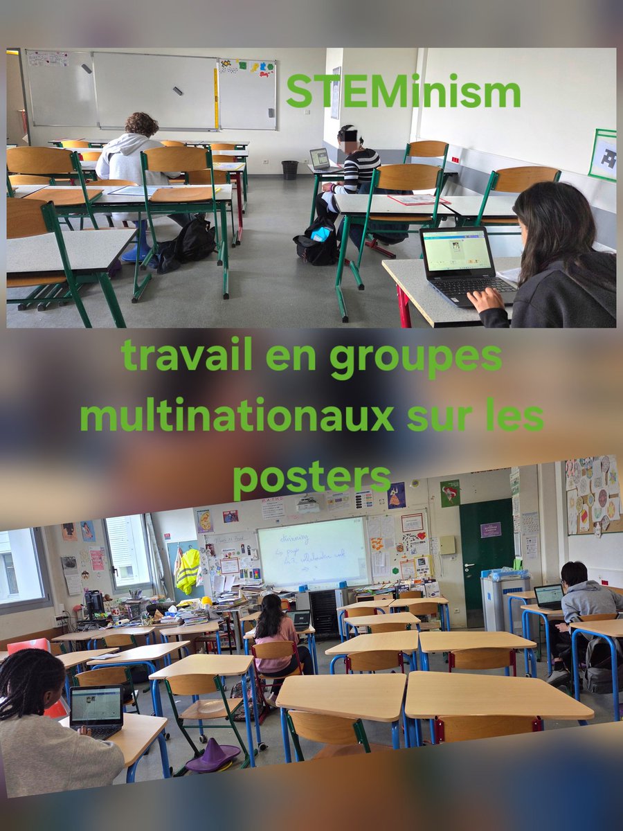 HalougiL's tweet photo. #STEMinism
Nouvelle étape pour le projet !
Après s'être rencontrés et avoir travaillé sur les femmes scientifiques en asynchrone, les élèves du projet se sont retrouvés jeudi en synchrone, en groupes transnationaux, pour travailler sur les posters. https://t.co/b6fwYrjoJb