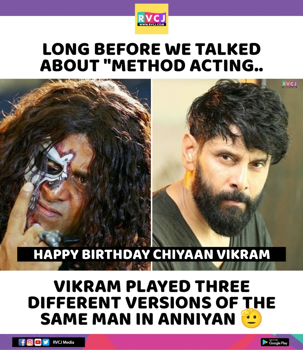 rvcjmovies's tweet image. Happy Birthday, Chiyaan Vikram

#chiyaanvikram #anniyan #tollywood #tamilcinema #indiancinema