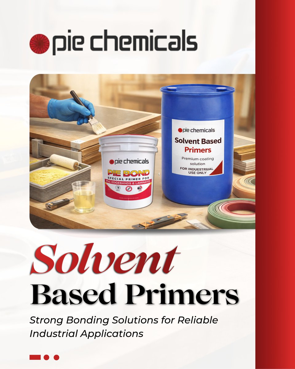 sahilgoel263's tweet image. Strong bonding starts with the right primer. Solvent-based primers help improve adhesion, ensure smooth application, and deliver reliable performance across industrial applications.

#SolventBasedPrimers #Adhesion #Manufacturing #IndustrialSolutions