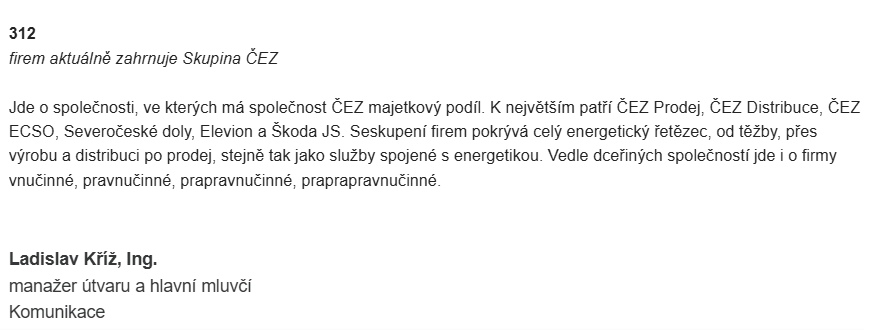 ČEZ rozesílá zprávu s "číslem týdne" a to hned dovysvětlí slovem týdne. Věřím, že se termín "praprapravnučinné firmy" ve slovníku našej mládeže ujme.