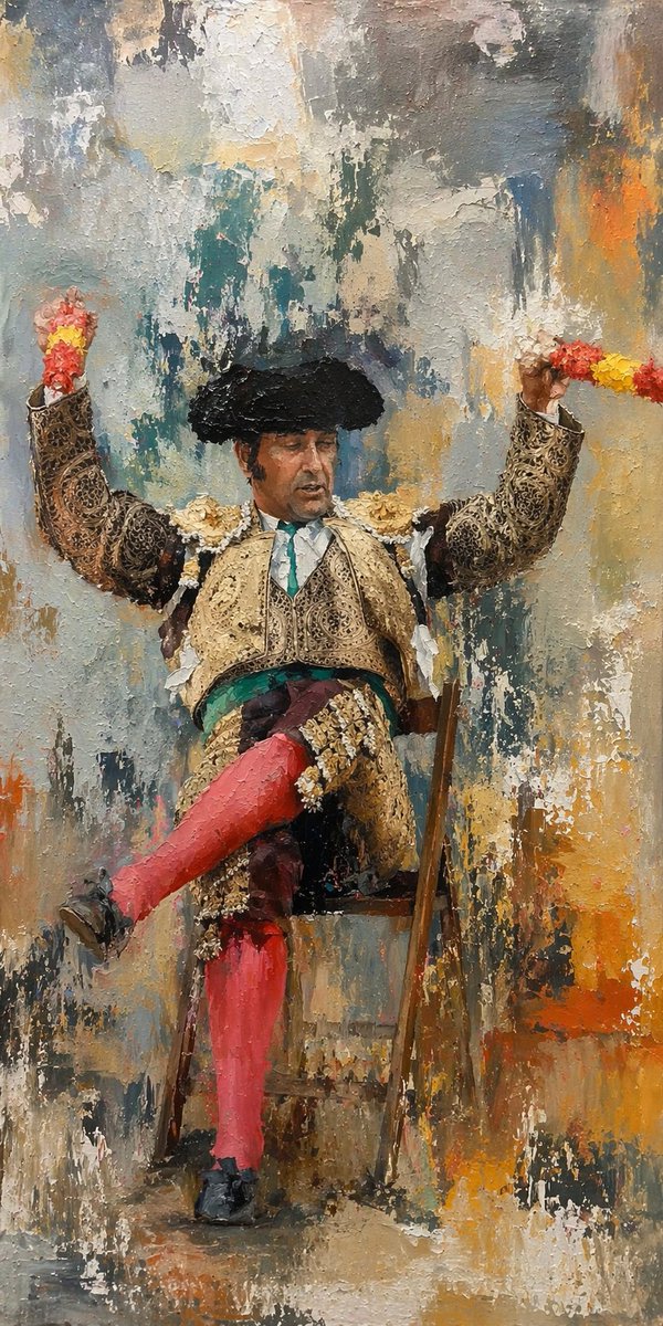 Sentado, Morante reina
por majestad y misterio;
desde tan breve altura
se vuelve infinito el tiempo.

La silla no es ya una silla,
cuando la ilumina El Genio:
es sitial de la belleza,
es altar y es... ¡monumento!.